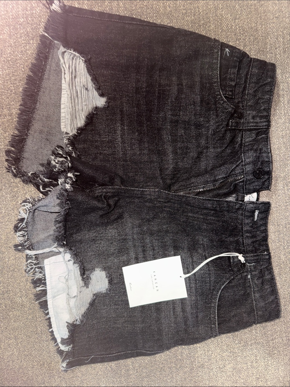 Kancan Distressed Black Denim Cutoff Shorts